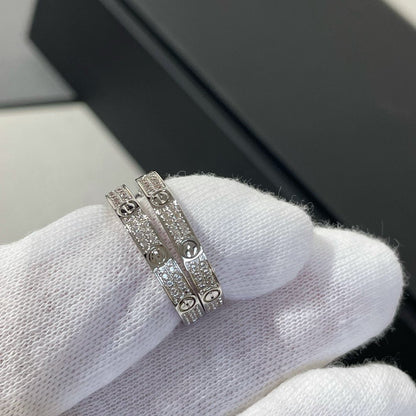 [Clover]LOVE DIAMOND SILVER HOOP EARRINGS