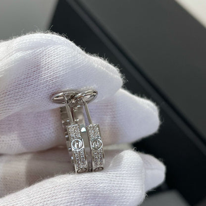 [Clover]LOVE DIAMOND SILVER HOOP EARRINGS
