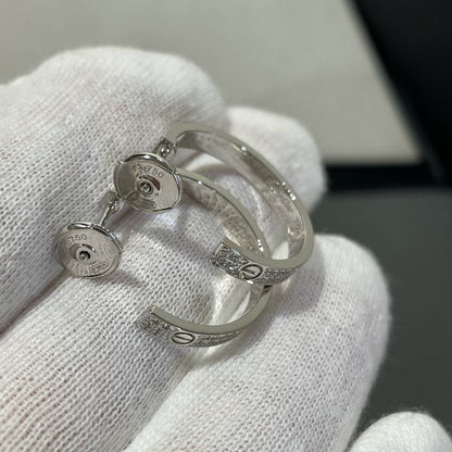 [Clover]LOVE DIAMOND SILVER HOOP EARRINGS