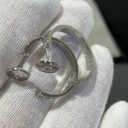 [Clover]LOVE DIAMOND SILVER HOOP EARRINGS