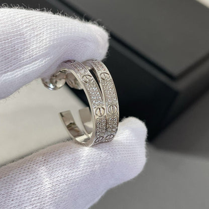 [Clover]LOVE DIAMOND SILVER HOOP EARRINGS