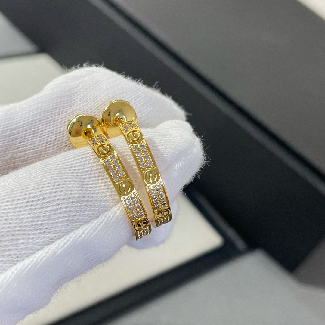 [Clover]LOVE DIAMOND GOLD HOOP EARRINGS