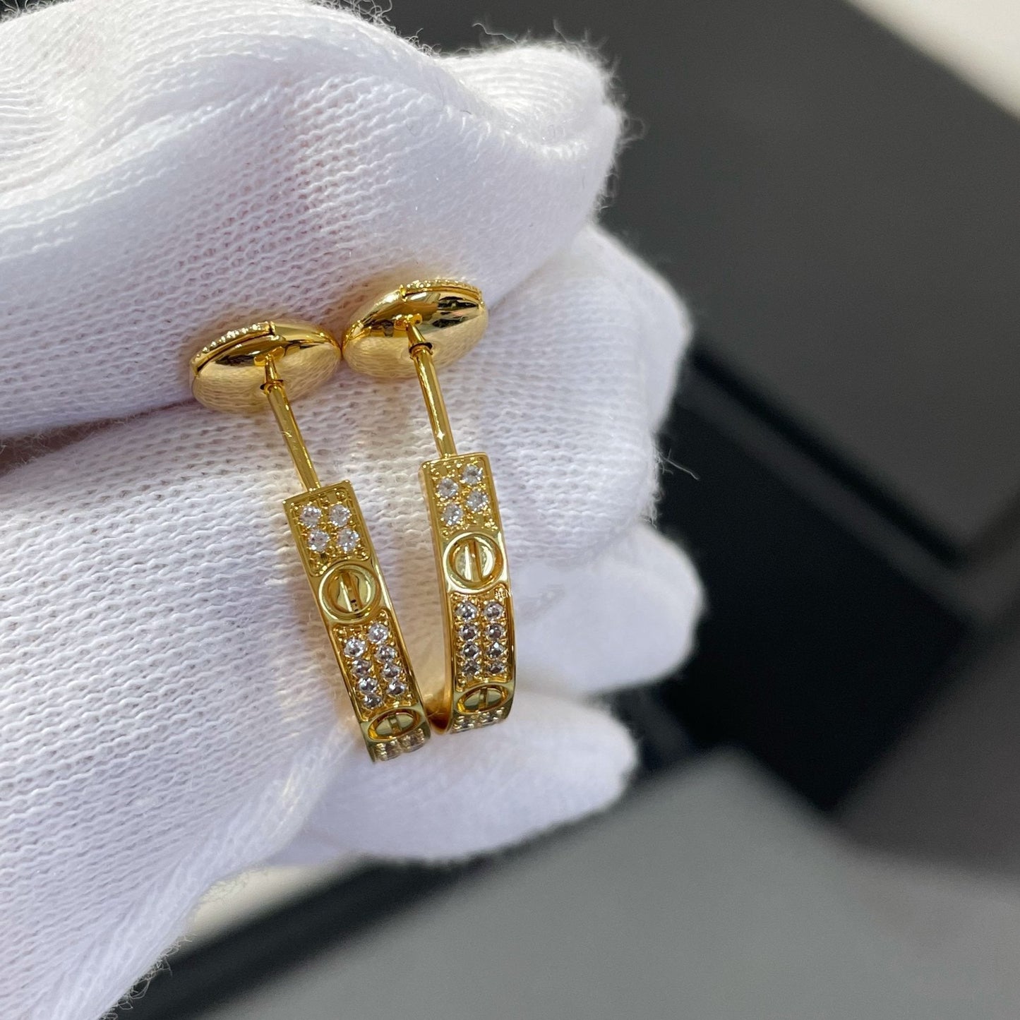 [Clover]LOVE DIAMOND GOLD HOOP EARRINGS