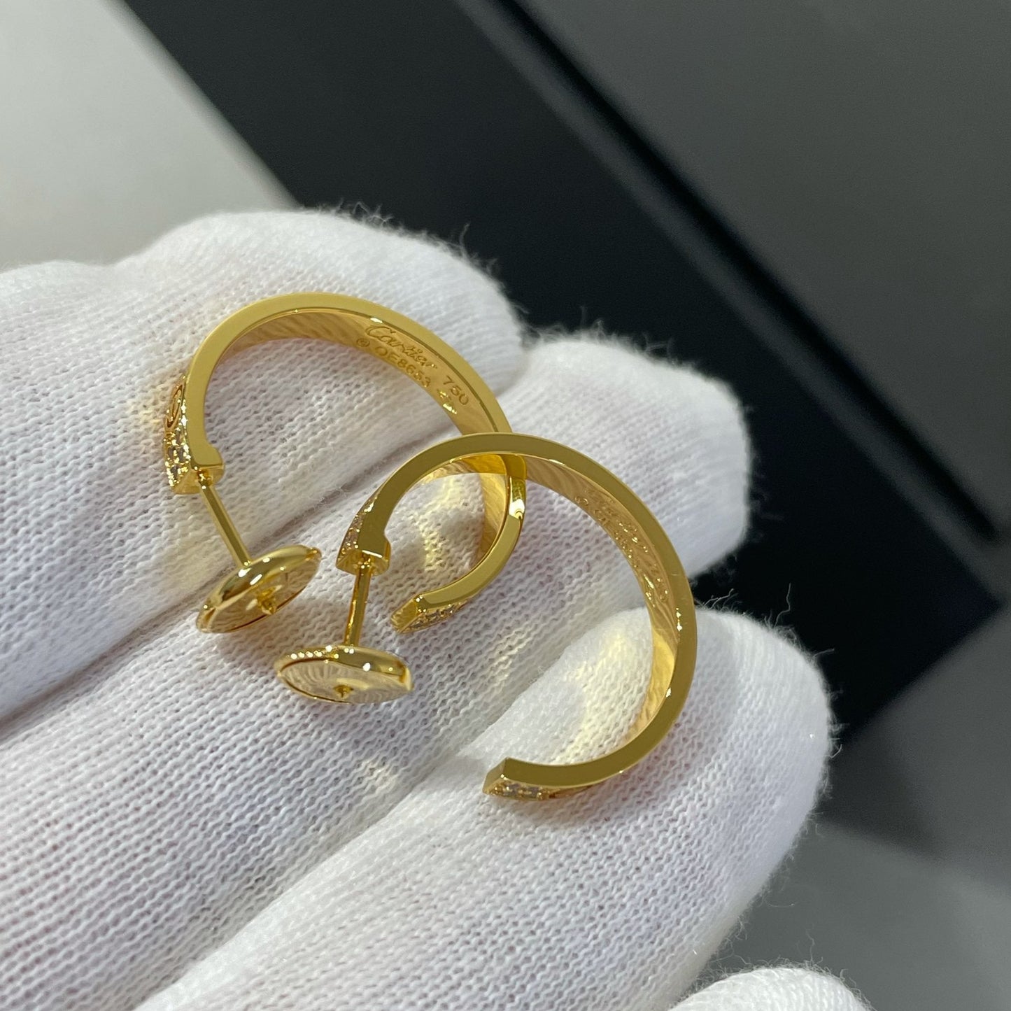 [Clover]LOVE DIAMOND GOLD HOOP EARRINGS