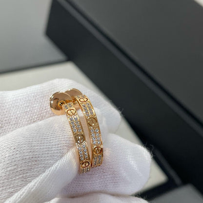 [Clover]LOVE DIAMOND PINK GOLD HOOP EARRINGS