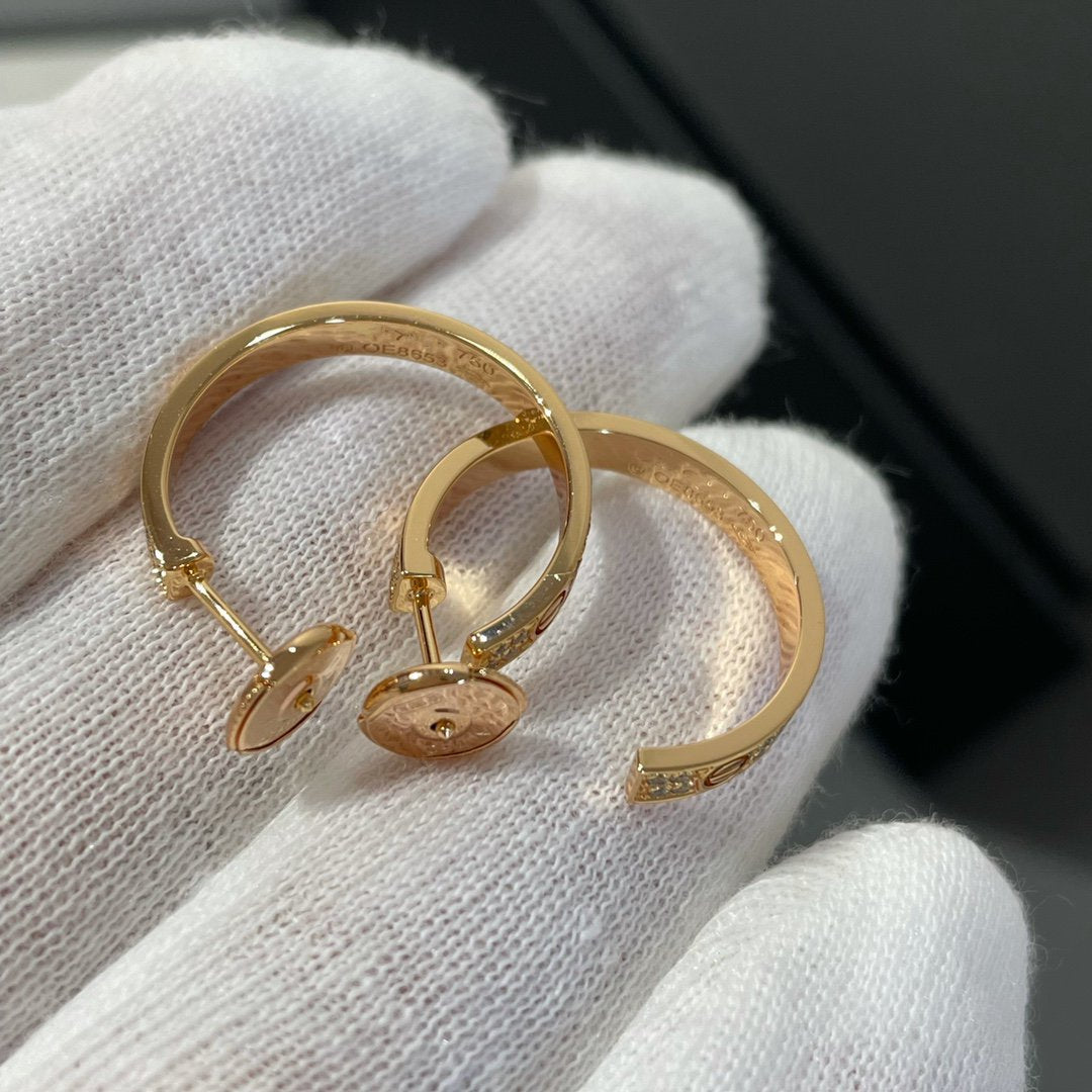 [Clover]LOVE DIAMOND PINK GOLD HOOP EARRINGS