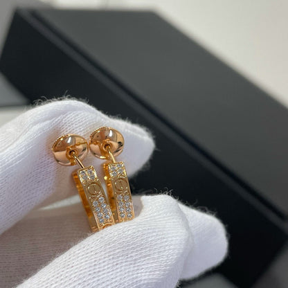 [Clover]LOVE DIAMOND PINK GOLD HOOP EARRINGS