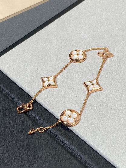 [Clover]STAR AND SUN 5 MOTIF MOP PINK GOLD BRACELET