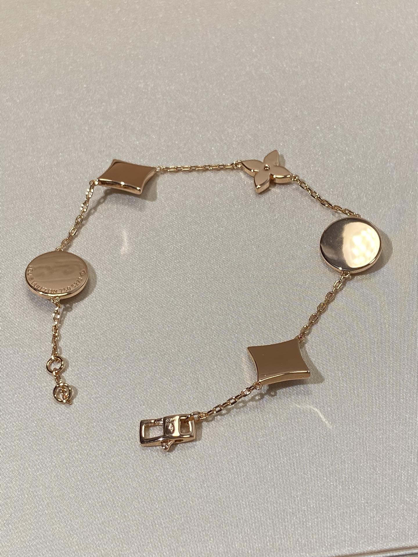 [Clover]STAR AND SUN 5 MOTIF MOP PINK GOLD BRACELET
