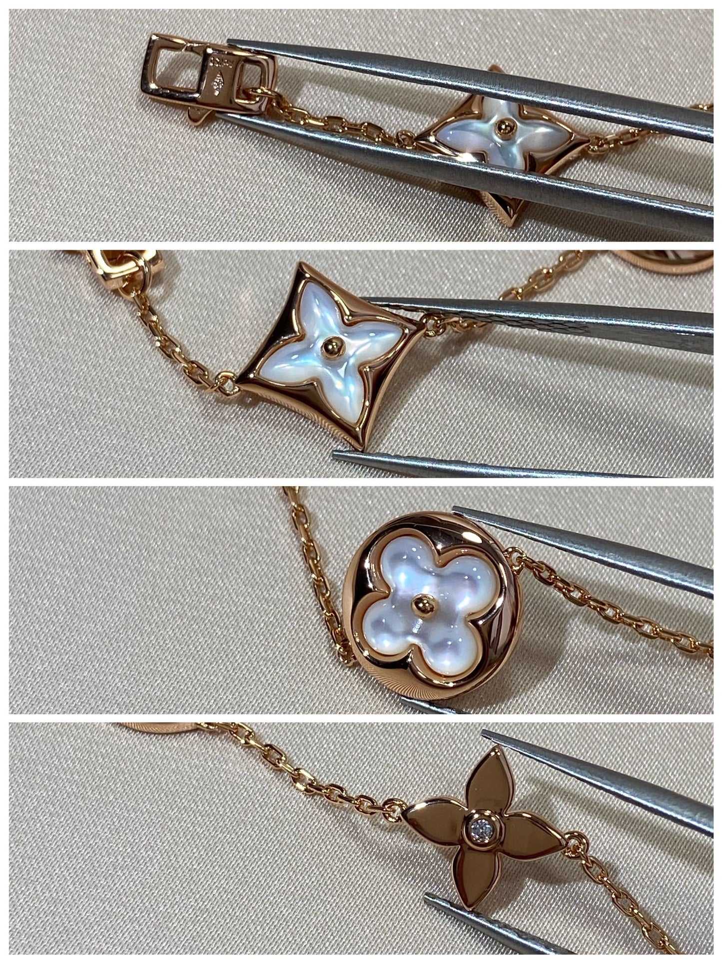 [Clover]STAR AND SUN 5 MOTIF MOP PINK GOLD BRACELET
