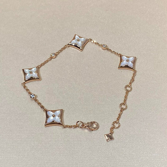 [Clover]STAR 4 MOTIF MOP DIAMOND PINK GOLD BRACELET