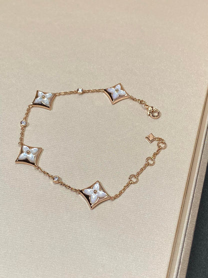 [Clover]STAR 4 MOTIF MOP DIAMOND PINK GOLD BRACELET
