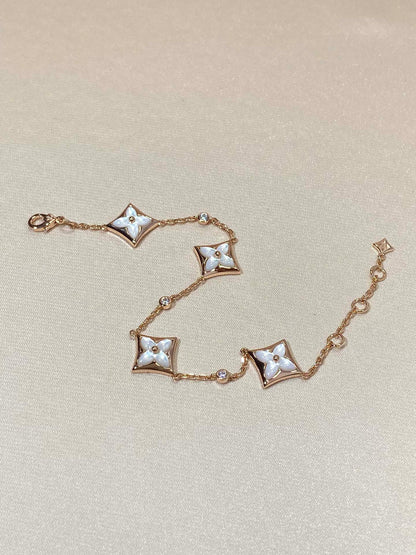 [Clover]STAR 4 MOTIF MOP DIAMOND PINK GOLD BRACELET
