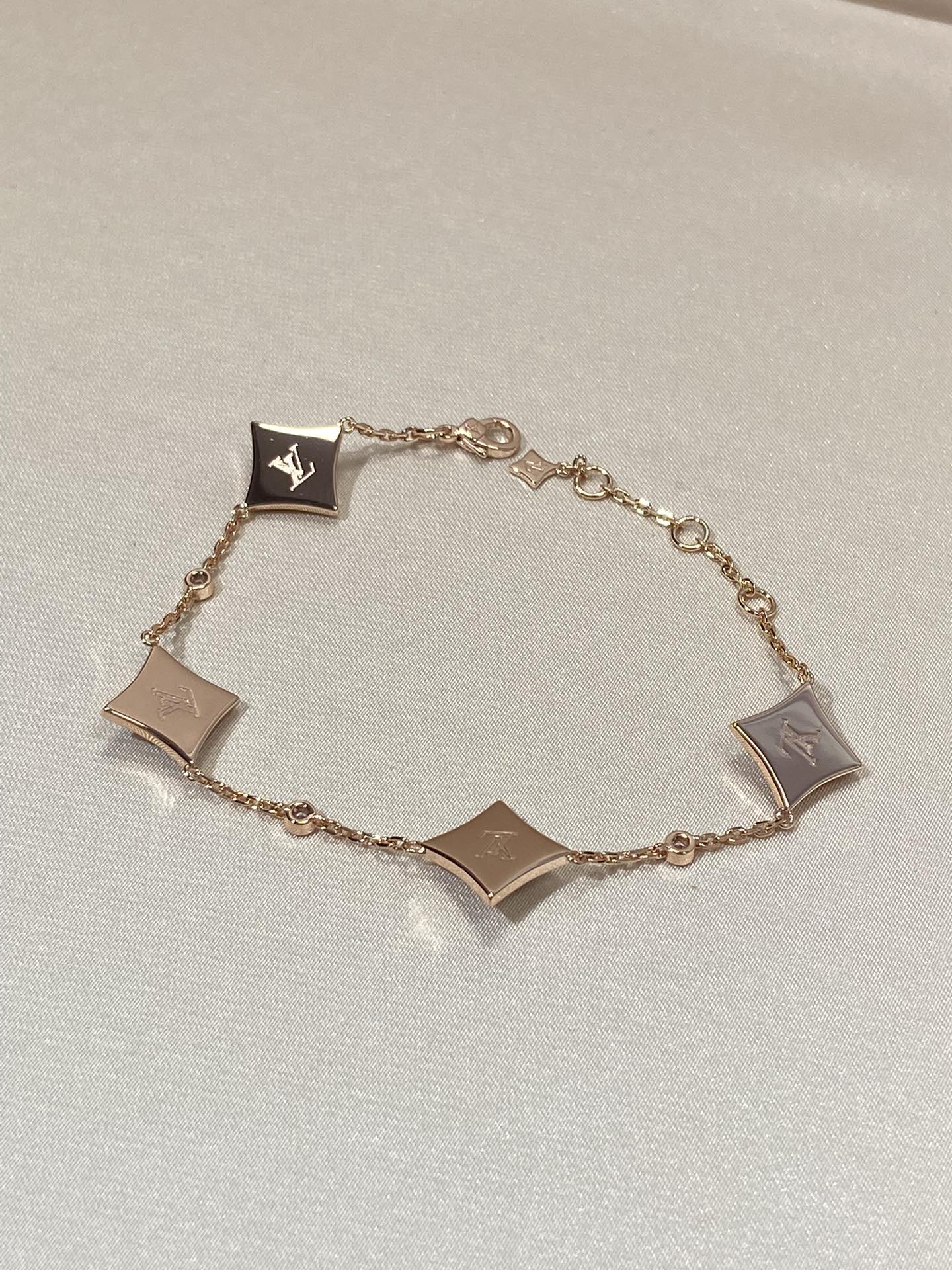 [Clover]STAR 4 MOTIF MOP DIAMOND PINK GOLD BRACELET
