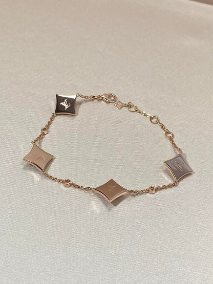 [Clover]STAR 4 MOTIF MOP DIAMOND PINK GOLD BRACELET