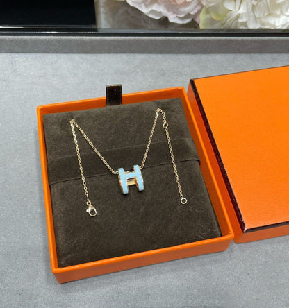 [Clover]POP H SKY BLUE NECKLACE