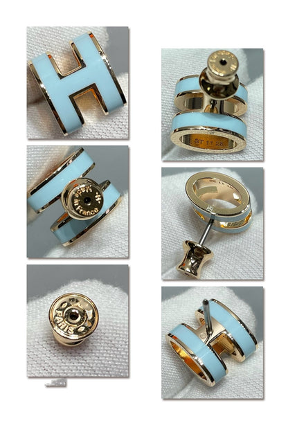 [Clover]POP H SKY BLUE STUD EARRINGS