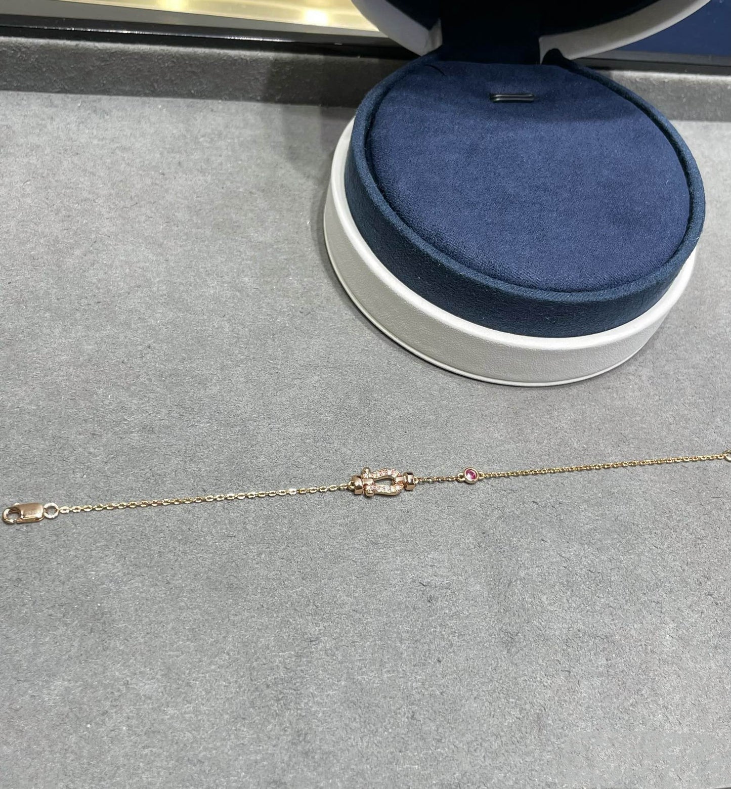 [Clover]FORCE 10 DIAMOND CHAIN LINK PINK GOLD BRACELET