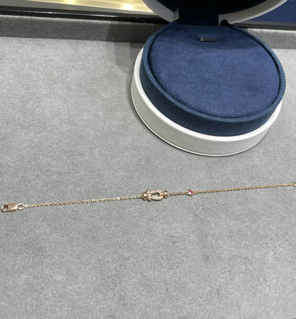 [Clover]FORCE 10 DIAMOND CHAIN LINK PINK GOLD BRACELET