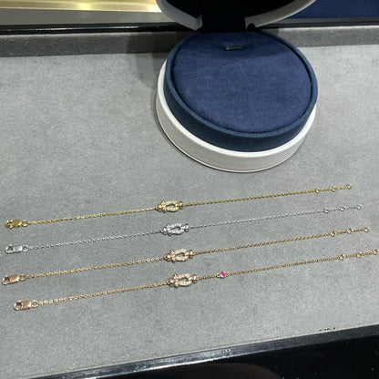 [Clover]FORCE 10 DIAMOND CHAIN LINK PINK GOLD BRACELET