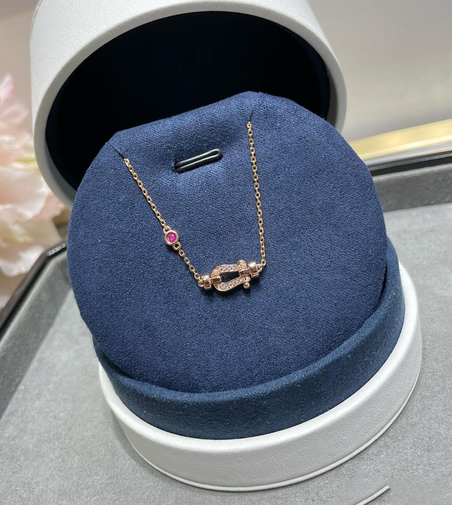 [Clover]FORCE 10 DIAMOND CHAIN LINK PINK GOLD BRACELET