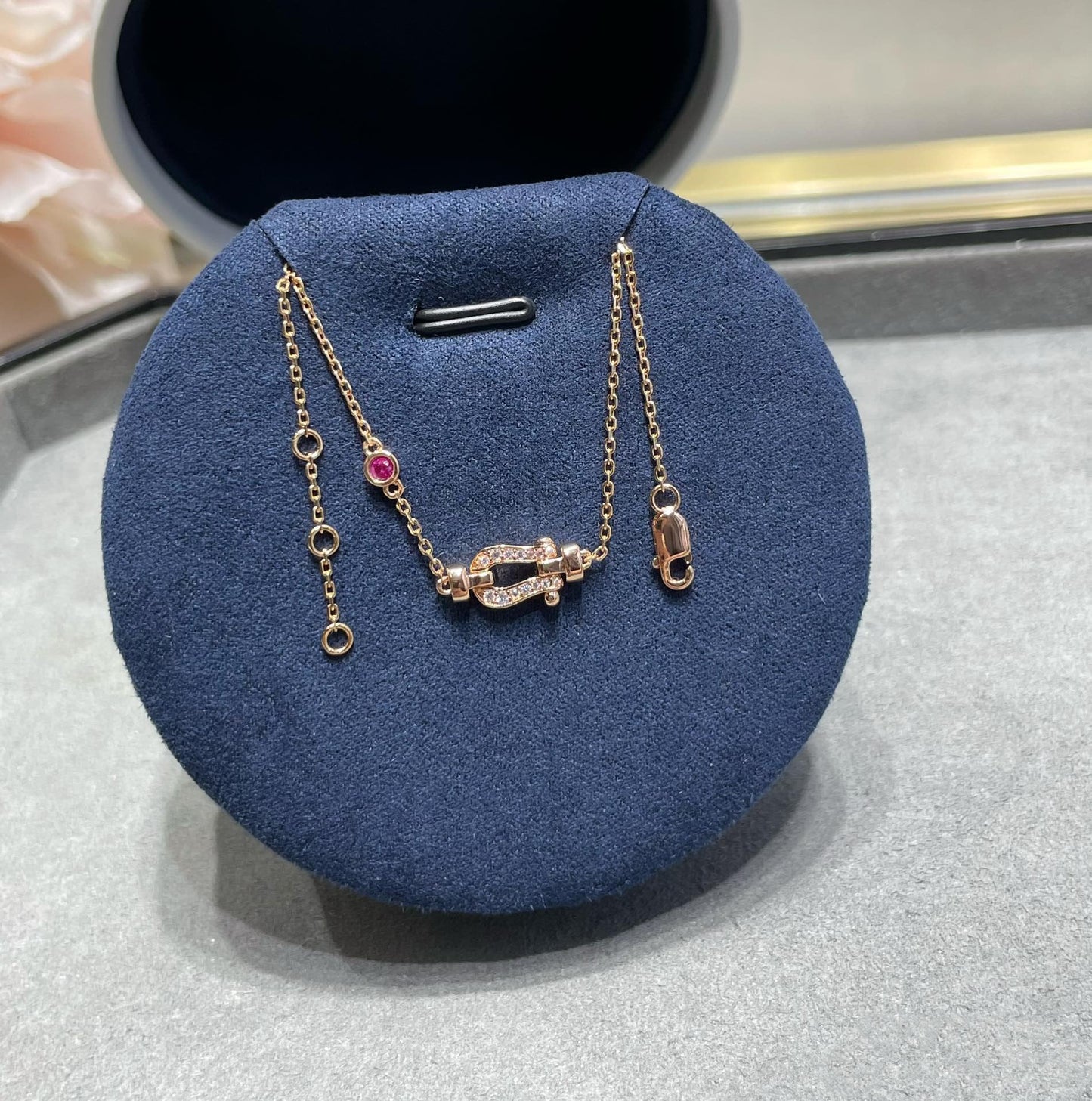 [Clover]FORCE 10 DIAMOND CHAIN LINK PINK GOLD BRACELET