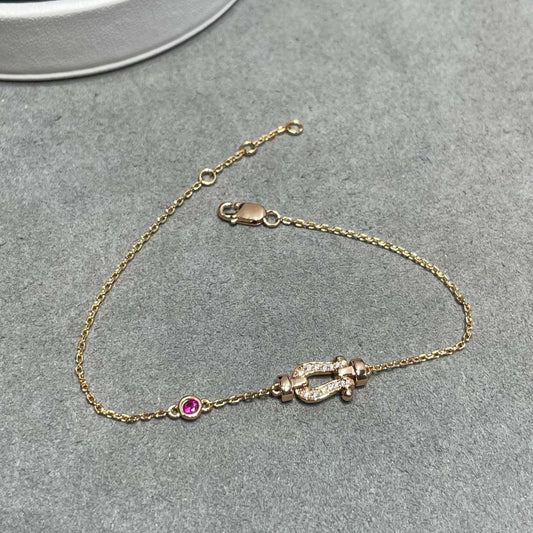 [Clover]FORCE 10 DIAMOND CHAIN LINK PINK GOLD BRACELET