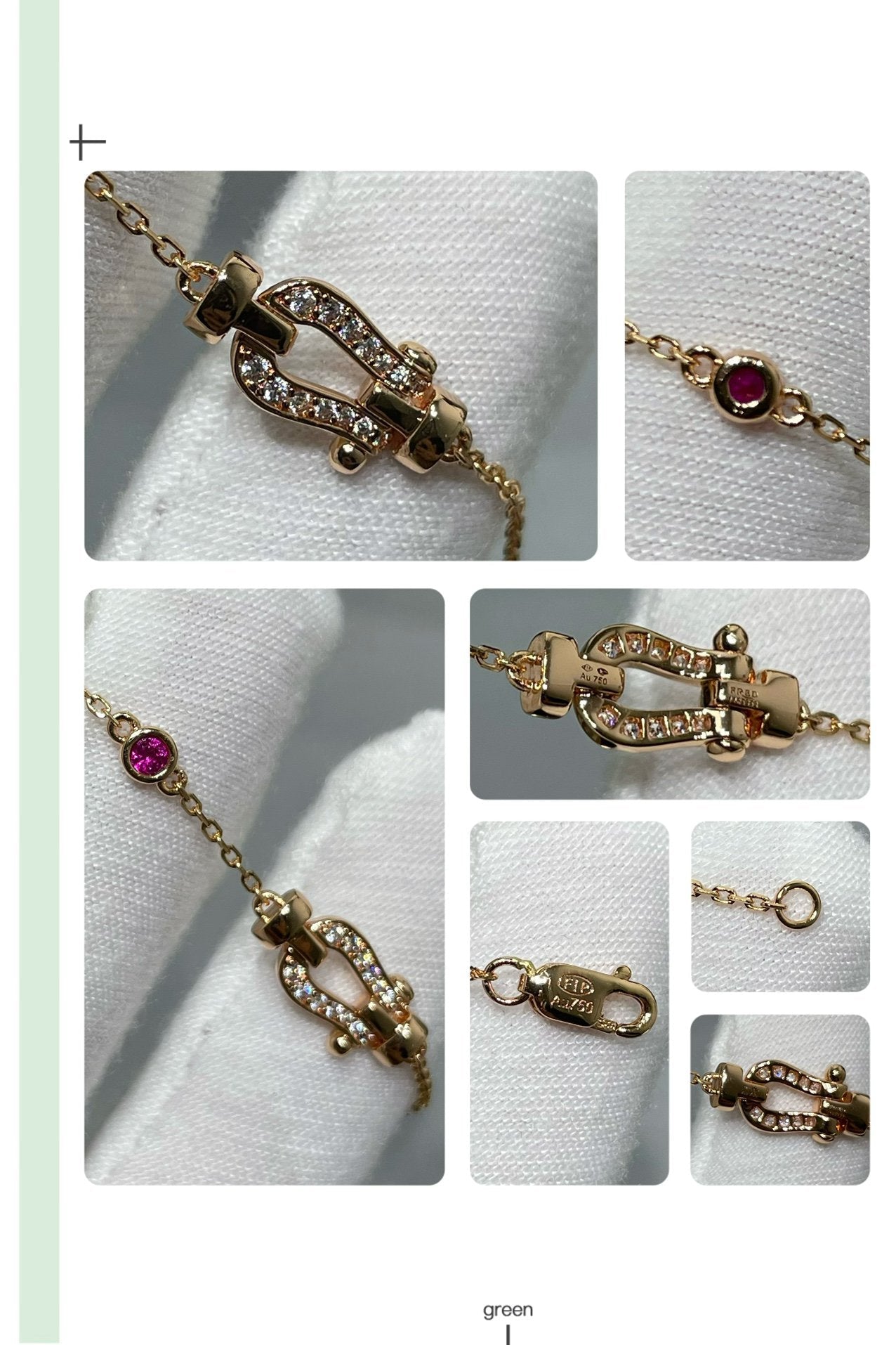 [Clover]FORCE 10 DIAMOND CHAIN LINK PINK GOLD BRACELET