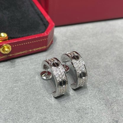 [Clover]LOVE CERAMIC DIAMOND PAVED SILVER EARRINGS