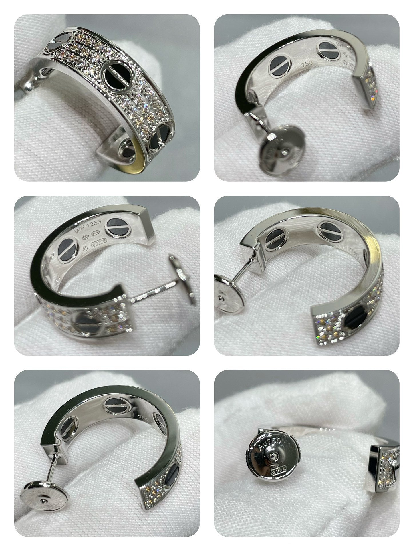 [Clover]LOVE CERAMIC DIAMOND PAVED SILVER EARRINGS