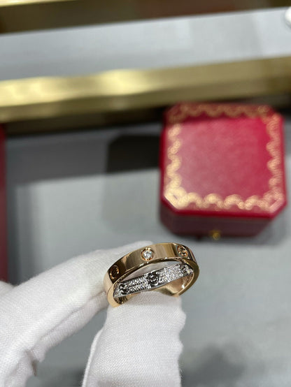 [Clover]LOVE PINK GOLD SILVER DIAMOND DOUBLE RING