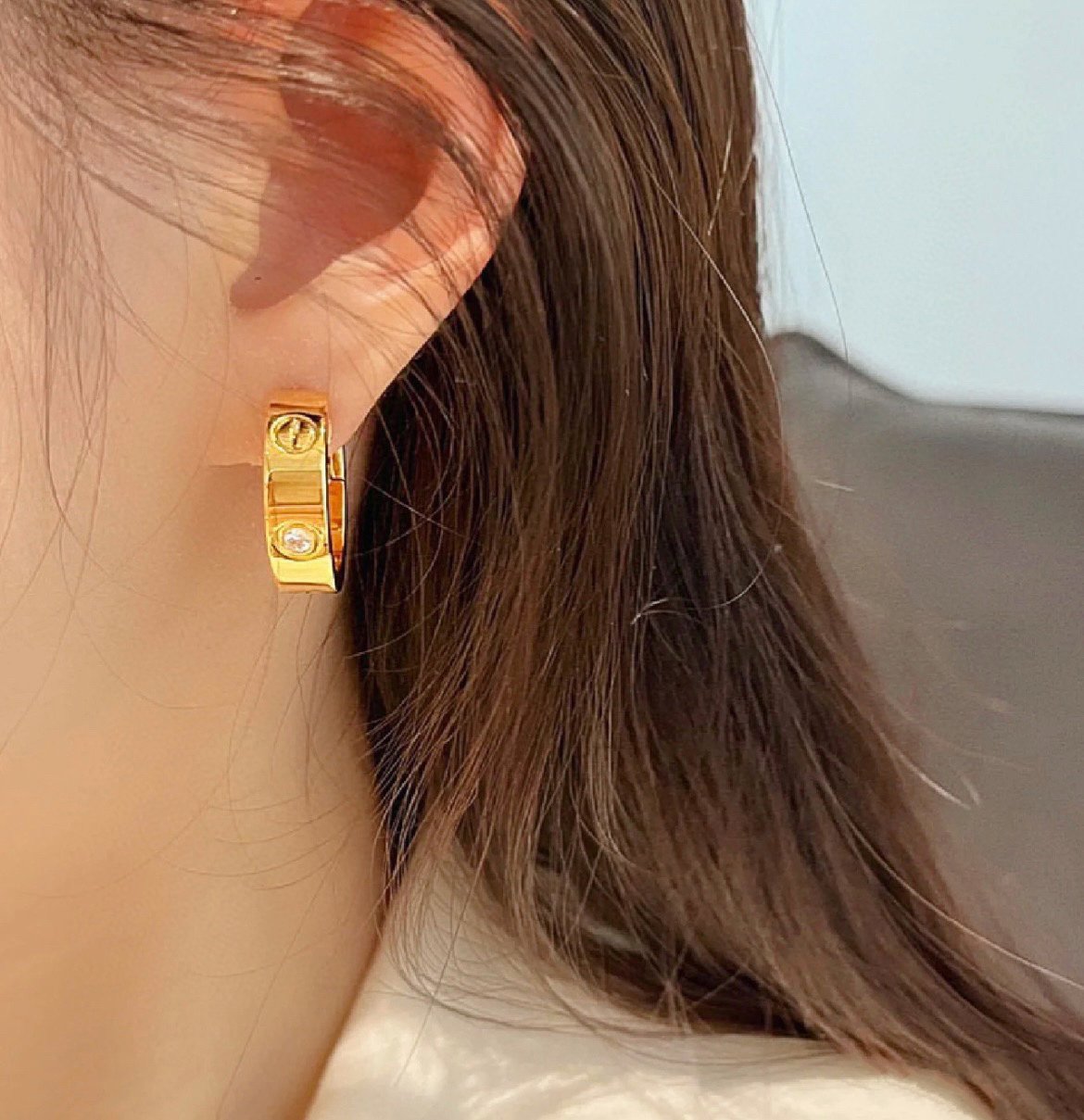 [Clover]LOVE 5.5MM 1 DIAMOND EARRINGS