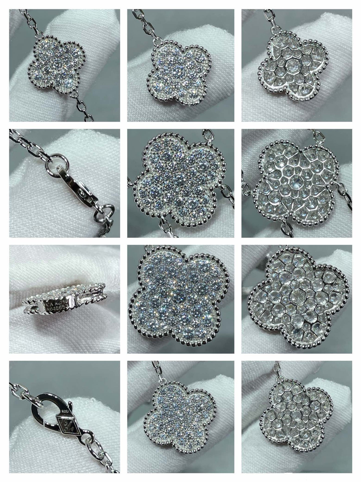 [Clover]CLOVER 6 MOTIF DIAMOND PAVED NECKLACE