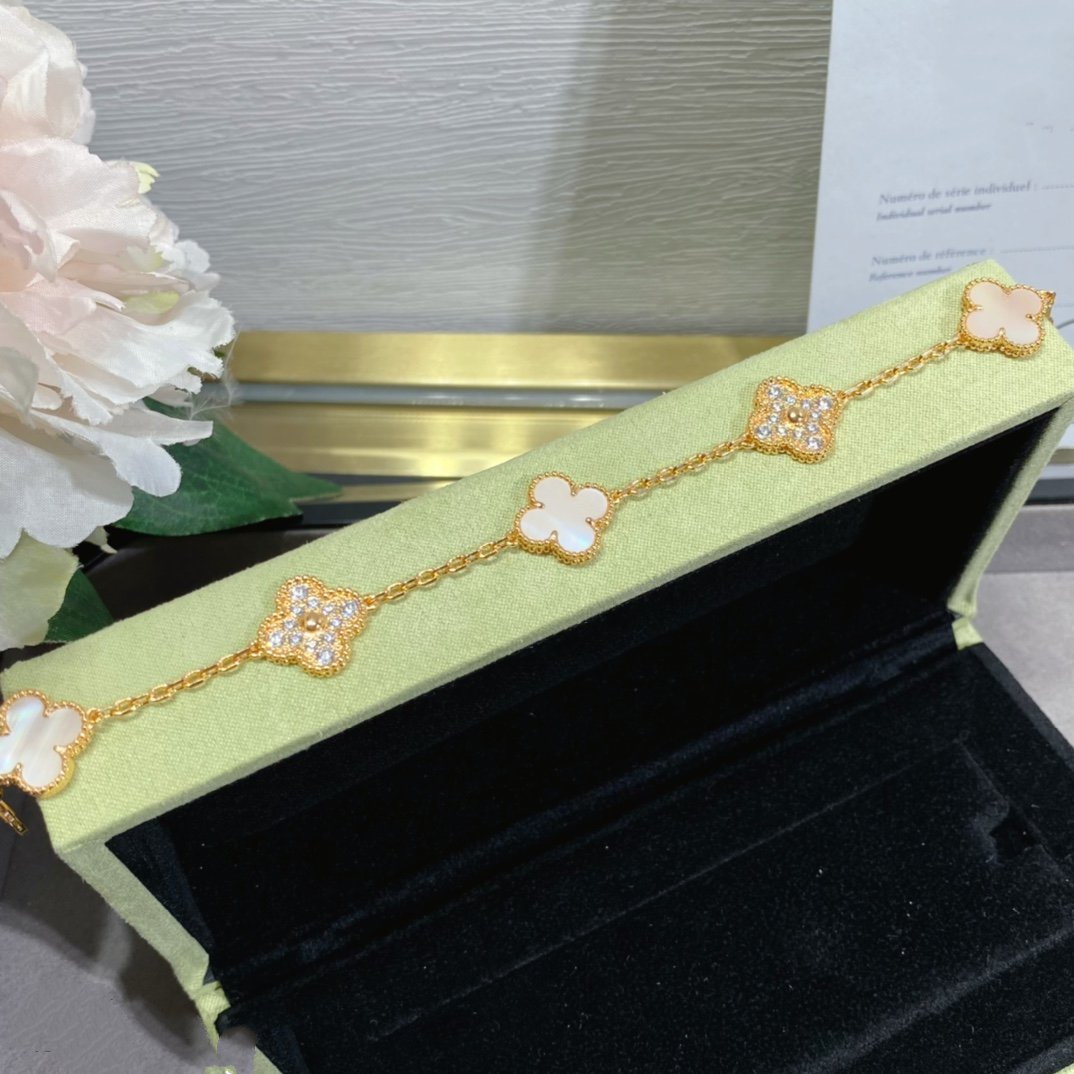 [Clover]CLOVER 5 MOTIF DIAMOND PINK MOP PINK GOLD BRACELET