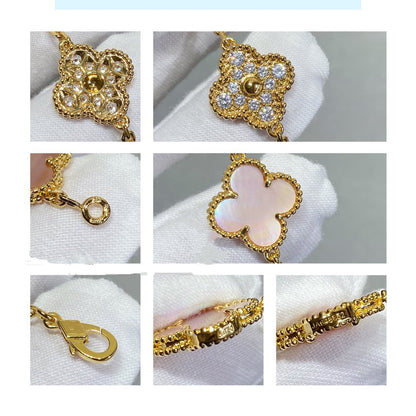 [Clover]CLOVER 5 MOTIF DIAMOND PINK MOP PINK GOLD BRACELET