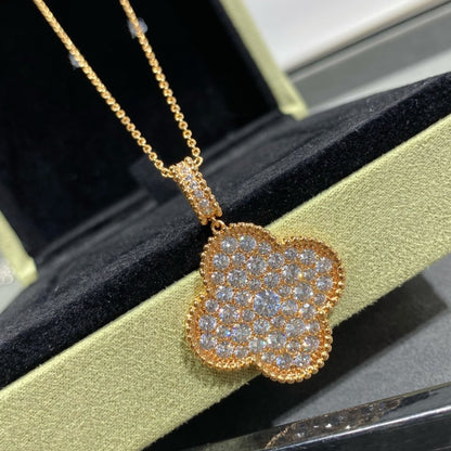 [Clover]CLOVER 25MM LARGE PEDANT DIAMOND PAVED LONG NECKLACE