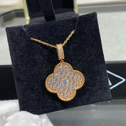 [Clover]CLOVER 25MM LARGE PEDANT DIAMOND PAVED LONG NECKLACE