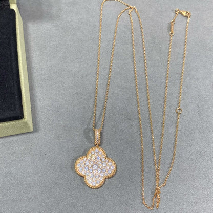 [Clover]CLOVER 25MM LARGE PEDANT DIAMOND PAVED LONG NECKLACE