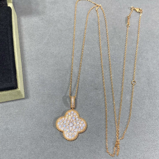 [Clover]CLOVER 25MM LARGE PEDANT DIAMOND PAVED LONG NECKLACE