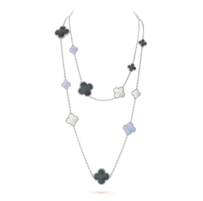 [Clover]CLOVER 16 MOTIF CHALCEDONY MOP SILVER NECKLACE