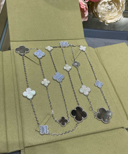 [Clover]CLOVER 16 MOTIF CHALCEDONY MOP SILVER NECKLACE