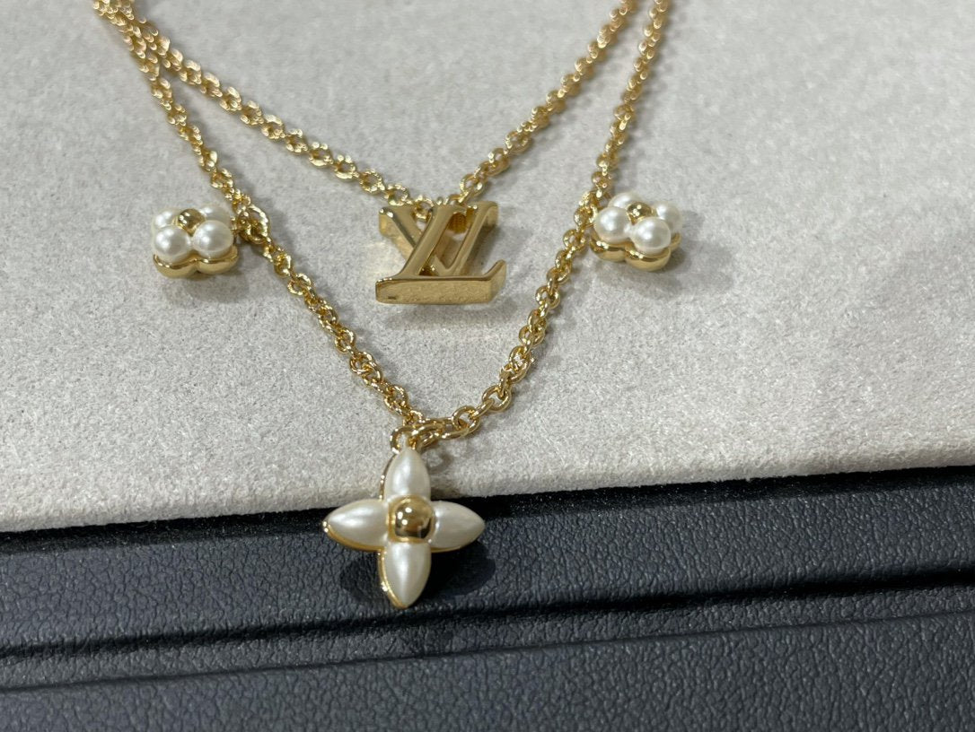 [Clover]FLOWERGRAM GOLD MOP DOUBLE ROW NECKLACE