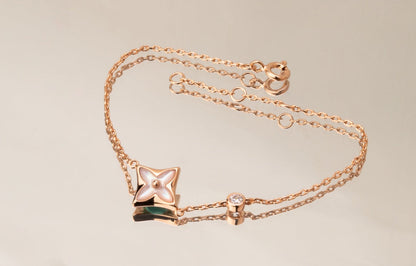 [Clover]STAR PINK MOP 1 DIAMOND PINK GOLD NECKLACE