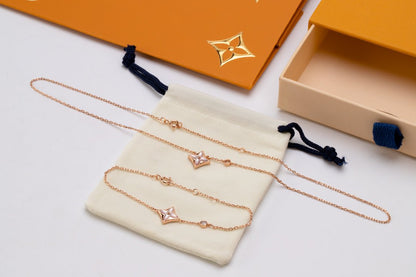 [Clover]STAR PINK MOP 1 DIAMOND PINK GOLD NECKLACE