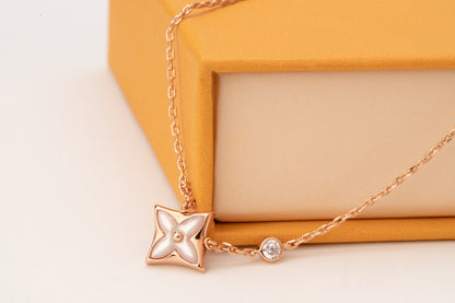 [Clover]STAR PINK MOP 1 DIAMOND PINK GOLD NECKLACE