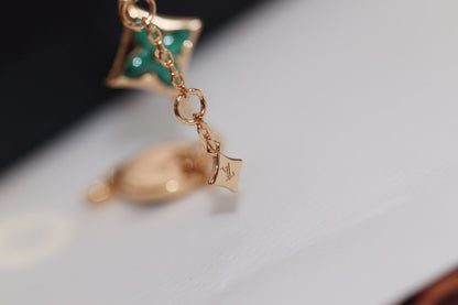 [Clover]STAR AND SUN 4 MOTIF PINK GOLD MALACHITE BRACELET