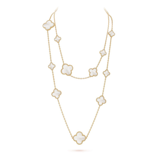 [Clover]CLOVER 16 MOTIF WHITE MOP GOLD NECKLACE