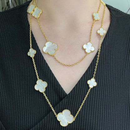 [Clover]CLOVER 16 MOTIF WHITE MOP GOLD NECKLACE