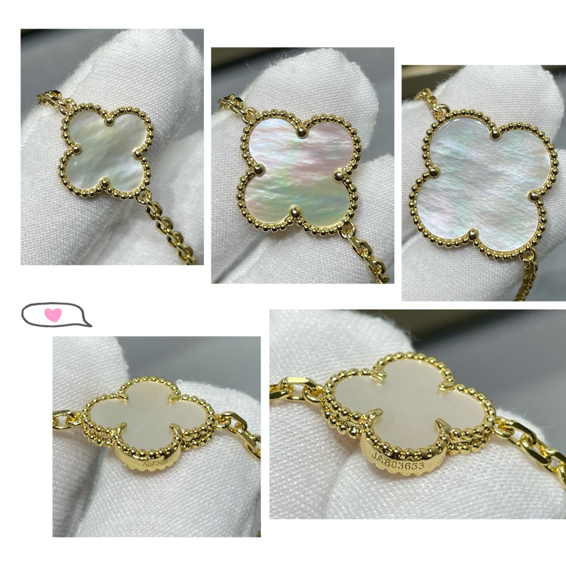 [Clover]CLOVER 16 MOTIF WHITE MOP GOLD NECKLACE