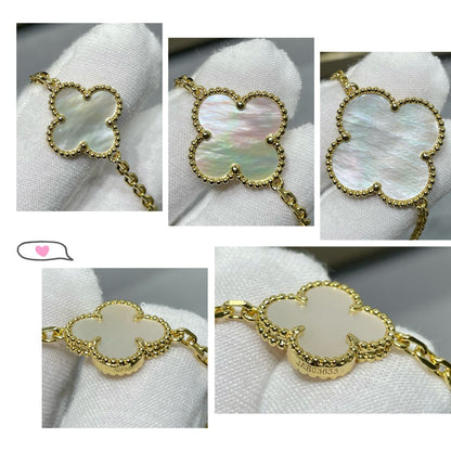 [Clover]CLOVER 16 MOTIF WHITE MOP GOLD NECKLACE
